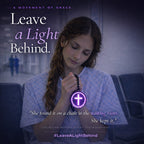 Woman holding a rosary with a cross led protection pendant symbol, sitting in a waiting room.