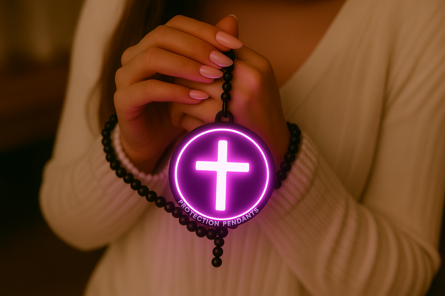 cross light pendant rosary personal prayer
